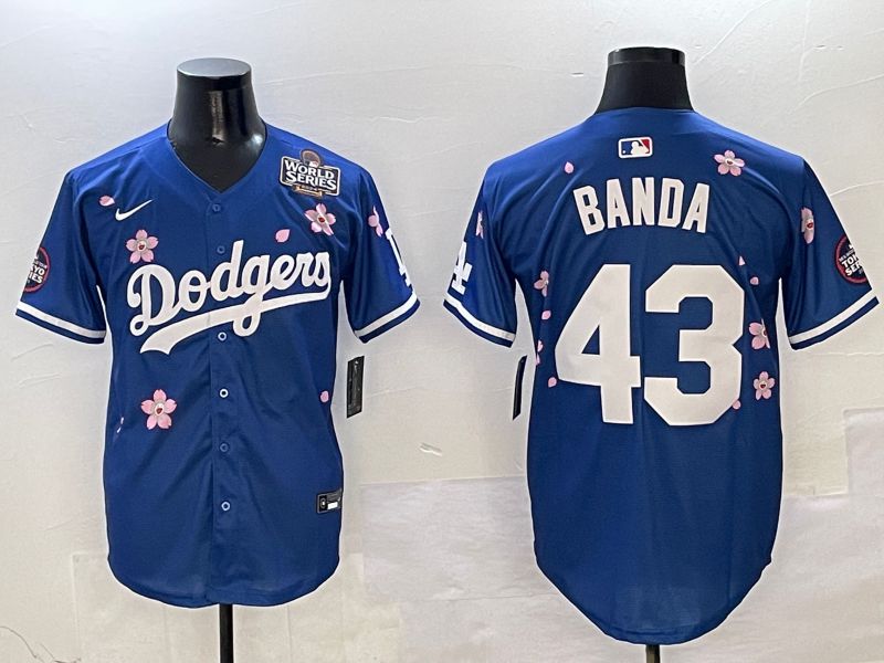 Men Los Angeles Dodgers 43 Banda Blue Sakura Edition 2025 Nike MLB Jersey style 6
